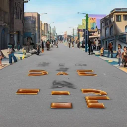 Future fake street with alien alphabet