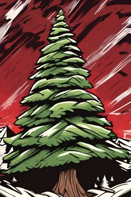 A cartoon-style image of a pine tree, Christmas tree, graffiti style, sharp