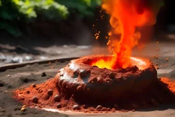 Molten copper coming out of the ground