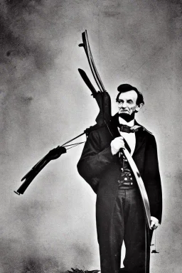 Abraham Lincoln Carrying a crossbow vintage photography, beautiful, Tumblr aesthetic, retro vintage style, HD photography, hyperrealism