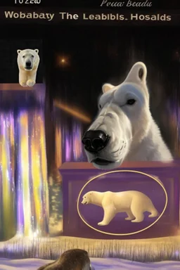 polar bear head on dog realistic