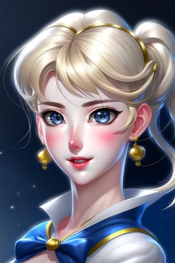 Generate a full-body image, depicting Sailor Moon's transformation into a stunning and realistic beautiful woman. Ensure the transformation is seamless with no distortions or deformations in any part of her body. Capture the essence of her character and the elegance of her transformation in a single, flawless frame.