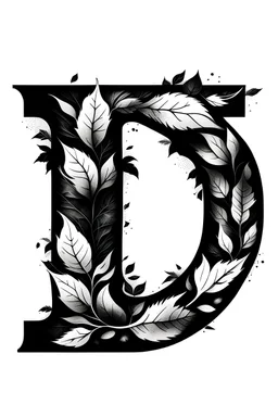 The letter "D" covered in tobacco leaves, black and white logo