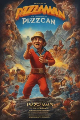 Create a movie poster for the 1939 movie "The Adventures of Pizzaman," Starring Hank Cavall, 4k, 8k, 16k, 32k, 100k UHD, Ultra-high resolution, photorealistic, 1080p, 4k, 8k, 16k, 32k, 100k UHD, Ultra-high resolution, photorealistic, 1080p, (matte skin:1.5), (extremely detailed face:1.5), (realistic human hair:1.5), (intelligent eyes:1.5), masterpiece, octane render, (long shot environmental portrait:1.8) photography, (ultra sharp focus:1.6), (ultra deep depth of field:1.5),