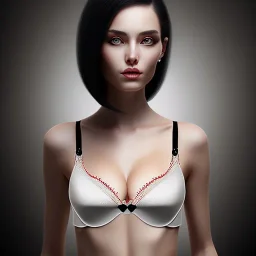 black hair lady model bra with cat