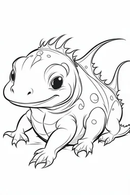 outline art for Axolotl Larva coloring pages with sitch, white background, Sketch style, full body, only use outline, toddlers style, clean line art, white background, no shadows and clear and well outlined.