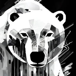 Polar Bear white and black abstract, centered, looking at the camera, approaching perfection, dynamic, moonlight, highly detailed, digital painting, artstation, concept art, smooth, sharp focus, illustration, art by Carne Griffiths and Wadim Kashin