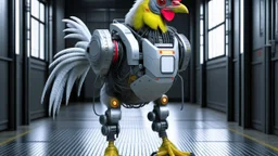 CHICKEN robot, sci-fi, cyberpunk, full body, ultra realistic, virtual reality