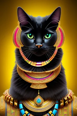 kente scene, Black Egyptian Cat, jewelry, realistic, thread, embroidery, octane render, high detail