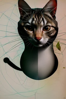 A cat, abstract and surrealism, collage of absurd art