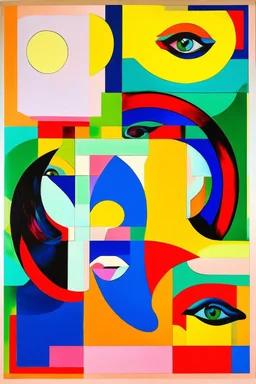 Identity fusion; ; Surreal optical art with a color palette of matisse