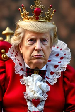 donald trump as the queen of hearts from alice in wonderland