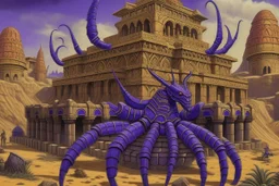 A purple Egyptian kingdom with a scorpion palace painted by Jeffrey Kolker