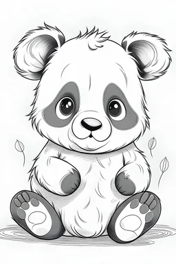 outline art for cute baby panda coloring pages, white background, sketch style, full body, only use outline, clean line art, white background, no shadows and clear and well