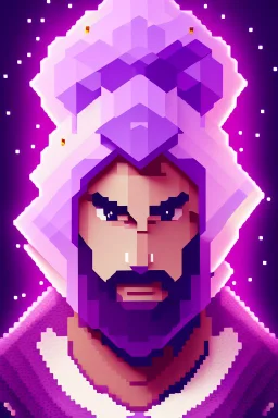 a portrait of a purple Minecraft guy, 2d, large pixel style