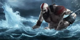 Kratos fighting Poseidon