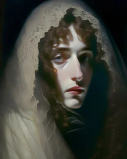 An evocative portrait of a person with their face partially obscured by a veil of intricate lace, in the style of romanticism, soft lighting, delicate textures, and a sense of mystery, influenced by the works of John Singer Sargent and Dante Gabriel Rossetti, inviting the viewer to uncover the hidden layers of the subject's identity.