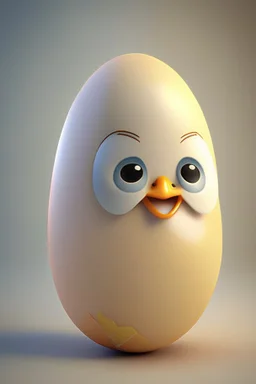 3d egg character, cute japanese face