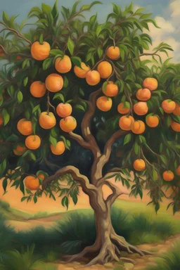 a painting of a peach tree