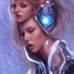 cyberblue, head, women, portrai, tron