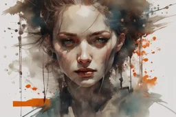 A gorgeous woman, full length portrait, perfect anatomy, hyper detailed digital painting, , Yoji Shinkawa, Ismail Inceoglu, Jeremy Mann, Carne Griffiths, splash art, watercolor ink splatter, oil on canvas, deep color, rich contrast, deviantart, Behance HD, Sketchlab