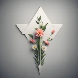 flower thic arrow pointing up, modern