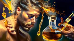 man self stimulates with oils