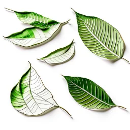 unconnected leaves with jagged edges on a white background