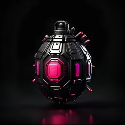 cyberpunk style grenade, black background