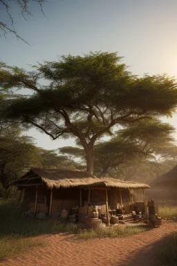 A photo taken from an african village "ninja", <character or scene>, kente, cinematic lighting --v 4 --q 2