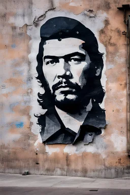 Che Guevara's face, along one of his famous quotes, on a wall