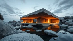 Rocks and water become the protagonists of this architecture, where each element is a verse in the poetry of space.