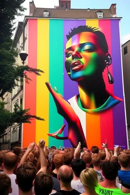 Huge pride party in the street art