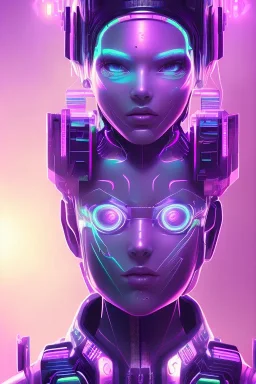 cute cyberpunk, purple tones, high lighting