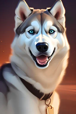 digitalpainting, dogphotography, illustration, semirealistic, siberianhusky,