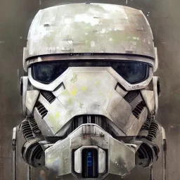 photorealistic at-at pilot helmet with weathered painting , illustration on coarse canvas by <agnes cecile> and <Yoji Shinkawa>, ornate and intricate details , soft smooth lighting, ultra detailed concept art,