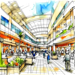 basic sketch with acuarelas drawing sketch drawing malls with cultural places