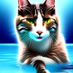 Eine Katze schwimmt im Swimmingpool, realistic foto