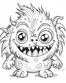 Outline art for cute monster coloring pages with cute monster , white background, sketch style, full body,only use outline , clean line art , white background, no shadows and clear and well outlined