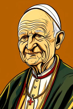 John Paul II in cartoon style