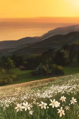 A beautiful classical painting of a field
