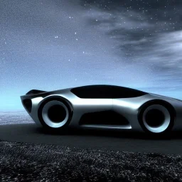 futuristic car, realistic, high details, with black windows, metal shine, cinematic, driving in the arctic, blowing winds