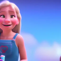 cute, smileing girl eating ice cream, Pixar, disney, cinema lighting, gaming, 8k, magic, love --q 1 --v 4