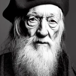 Portrait of a 90 year old warlock like Albus Dumbledore, Gandalf, Merlin, Sherlock Holmes and Mary Poppins