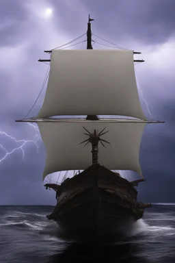 fantasy wooden ship in storm