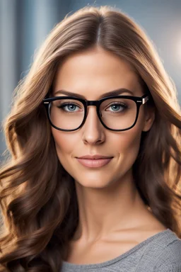 realistic photo from a woman with long hair and glasses. She looking confident into camera, exuding a reality sense. high detailed, realistic skin, natural lights, sharp focus, blur background