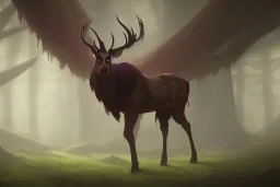 Mystical fantasy stag in the forest, high definition, gigantic antlers