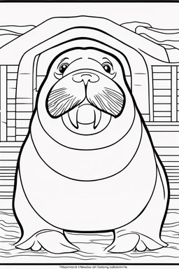 coloring page for kids, WALRUS, thick outline, low details, no shading, no color