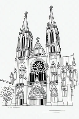 draw Chartres Cathedral in black and white graphics