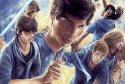 Percy Jackson fighting luke castellan ilustration